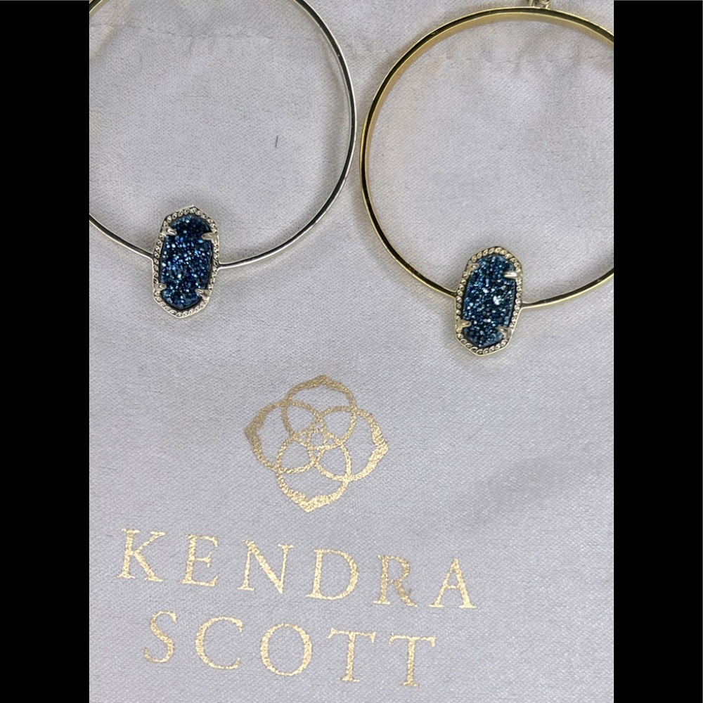 Kendra Scott Sapphire Like Gold Hoop Earrings